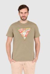 GUESS T-shirt zielony slim fit. Zielone t-shirty męskie Guess, l, z aplikacjami, bez kołnierzyka. W wyprzedaży za 129.99 zł.