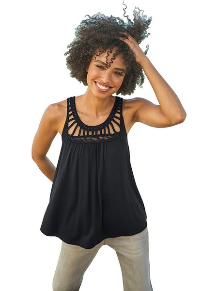 Heine Top w kolorze czarnym rozmiar: 36. Czarne topy damskie Heine, bez wzorów, z koronki, bez kołnierzyka. Za 39.99 zł.