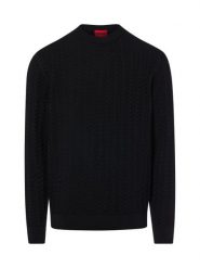 HUGO sweter z dzianiny Mężczyźni Bawełna czarny, XXL. Czarne swetry męskie Hugo, m, bez wzorów, z bawełny, bez kołnierzyka. Za 549.95 zł.