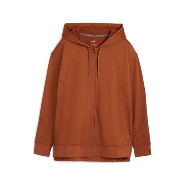 Damska bluza z kapturem zapinana na zamek Puma Cloudspun. Brązowe bluzy sportowe damskie Puma, bez wzorów, bez ramiączek, z kapturem. Za 230.80 zł.