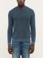 Mustang Sweter w kolorze morskim rozmiar: S. Niebieskie swetry męskie Mustang, s, bez wzorów, z bawełny, bez kołnierzyka. Za 161.73 zł.