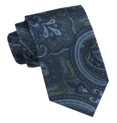 Klasyczny, Męski Krawat - Szeroki - Chattier - Odcienie Granatu, Wzór Orientalny. Niebieskie krawaty i muchy męskie Chattier, bez wzorów, z tkaniny, eleganckie. Za 49.00 zł.
