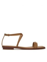 MICHAEL Michael Kors Sandały Lena 40S5LEFS1L Brązowy. Brązowe sandały damskie MICHAEL Michael Kors, bez wzorów, ze lnu, bez obcasa, na płaskiej podeszwie. Za 439.99 zł.