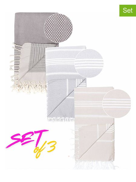 Samimi Chusty hammam (3 szt.) w kolorze szaro-beżowym - 180 x 100 cm rozmiar: onesize. Brązowe chusty i apaszki dziecięce Samimi, z bawełny. Za 169.95 zł.