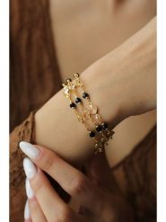 Pierres delicates Pozłacana bransoletka z kryształami rozmiar: onesize. Czarne bransoletki damskie Pierres delicates, pozłacane. Za 113.36 zł.