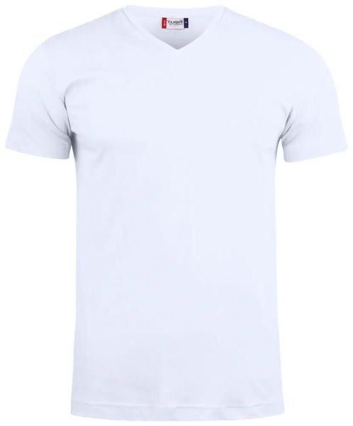 Clique Basic-T V-neck – T-shirt z dekoltem w serek, bawełniana, dopasowany krój. Białe t-shirty męskie CLIQUE, xl, bez wzorów, z bawełny, bez kołnierzyka. Za 84.44 zł.
