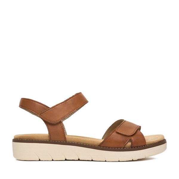 Sandały Remonte. Brązowe sandały damskie Remonte, bez wzorów, bez obcasa, na płaskiej podeszwie. Za 369.99 zł.