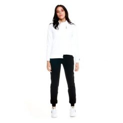 Bluza z zamek błyskawiczny na co dzień na siłownię. Białe bluzy bez kaptura damskie LEONE 1947 APPAREL, xs, z bawełny. W wyprzedaży za 201.87 zł.