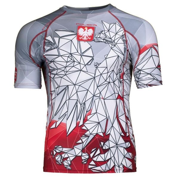Koszulka Męska Rashguard MMA na Siłownię EXTREME HOBBY POLSKA grey-red. Szare bielizna termoaktywna męska EXTREME HOBBY, m, bez wzorów, z bawełny. Za 199.00 zł.