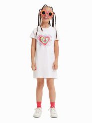 Desigual Sukienka codzienna 23SGVK09 Biały Regular Fit. Białe sukienki dziewczęce Desigual, bez wzorów, z bawełny, bez ramiączek. Za 269.99 zł.