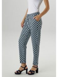 Aniston Spodnie w kolorze czarno-turkusowym rozmiar: 40. Czarne spodnie materiałowe damskie Aniston, bez wzorów, z materiału, z podwyższonym stanem. Za 100.04 zł.