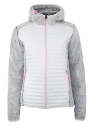 Peak Mountain Kurtka polarowa "Astone" w kolorze szaro-białym rozmiar: M. Białe kurtki damskie Peak Mountain, m, bez wzorów, z polaru, bez kaptura. Za 173.99 zł.