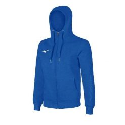 Bluza z kapturem Mizuno FZ. Niebieskie bluzy sportowe męskie Mizuno, bez wzorów, z materiału, bez kołnierzyka, bez ramiączek. Za 230.90 zł.