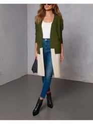 Milan Kiss Kardigan w kolorze oliwkowo-kremowym rozmiar: L. Brązowe kardigany damskie Milan Kiss, l, bez wzorów. Za 113.99 zł.