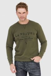 LA MARTINA Zielona bluza męska z vintage logo. Zielone bluzy bez kaptura męskie La Martina, l. W wyprzedaży za 259.99 zł.