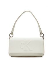Calvin Klein Torebka Sculpted Flap Shoulder Pouch LV04K3148G Biały. Białe torebki klasyczne damskie CALVIN KLEIN, bez wzorów, ze skóry, bez dodatków. Za 309.99 zł.