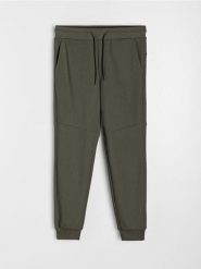 Spodnie jogger dresowe pique - khaki. Brązowe spodnie sportowe męskie Sinsay, z dresówki. Za 35.99 zł.