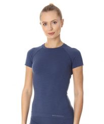 Koszulka wełniana z krótkim rękawem damska Brubeck ACTIVE WOOL. Niebieskie t-shirty damskie Brubeck, l, bez wzorów, z poliamidu, bez kołnierzyka. Za 190.99 zł.