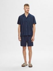 SELECTED HOMME Szorty w kolorze biało-granatowym rozmiar: XL. Białe szorty męskie Selected Homme, z bawełny, bez kołnierzyka. Za 138.45 zł.