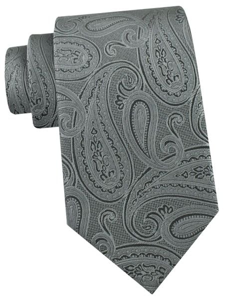 Krawat Męski - Angelo di Monti - Stalowy ze Wzorem Paisley. Szare krawaty i muchy męskie Angelo di Monti, bez wzorów, z tkaniny, eleganckie. Za 45.00 zł.