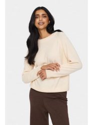SAINT TROPEZ Sweter "Saint Tropez" w kolorze kremowym rozmiar: M. Brązowe swetry klasyczne damskie Saint Tropez, m, z wełny, bez kołnierzyka. Za 101.47 zł.