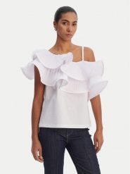 Fracomina Bluzka FR26ST2004W697F9 Biały Regular Fit. Białe bluzki damskie Fracomina, xs, bez wzorów, z syntetyku, bez kołnierzyka, bez ramiączek. Za 559.99 zł.