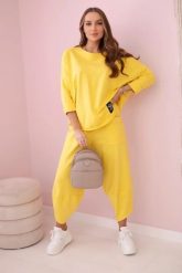 Komplet bawełniany bluza + spodnie żółty. Żółte bluzy bez kaptura damskie KESI, l, z bawełny. Za 284.37 zł.