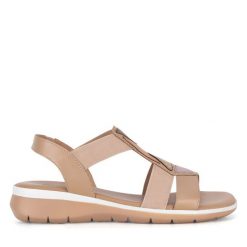 Sandały Go Soft. Brązowe sandały damskie GO SOFT, bez wzorów, bez obcasa, na płaskiej podeszwie. Za 159.99 zł.
