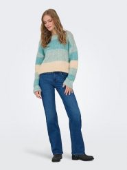 JDY Sweter "Veronica" w kolorze kremowo-turkusowym rozmiar: M. Brązowe swetry klasyczne damskie JDY, m, ze splotem, bez kołnierzyka. Za 101.94 zł.