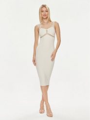 Marciano Guess Sukienka koktajlowa 4GGK25 5634Z Écru Slim Fit. Sukienki damskie Marciano Guess, z aplikacjami, z wiskozy, wizytowe, bez kołnierzyka, bez ramiączek. Za 479.99 zł.