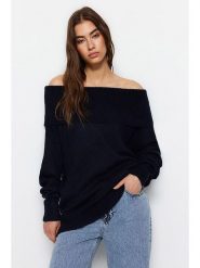 Trendyol Sweter w kolorze granatowym rozmiar: M. Niebieskie swetry klasyczne damskie Trendyol, m, ze splotem, bez kołnierzyka. Za 86.99 zł.