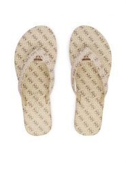 Guess Japonki FLJCNY FAL24 Kremowy. Brązowe klapki damskie Guess, z aplikacjami, ze skóry, bez obcasa. Za 245.99 zł.