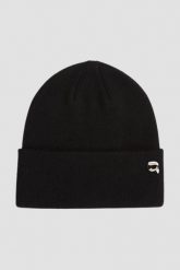 KARL LAGERFELD Czapka zimowa Ikon. Czarne czapki zimowe damskie Karl Lagerfeld, z dzianiny. W wyprzedaży za 229.99 zł.