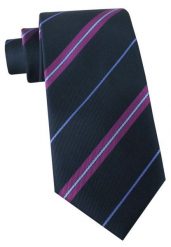 Klasyczny Krawat Klubowy - Alties - Granat w Prążek. Niebieskie krawaty i muchy męskie Alties, bez wzorów, z tkaniny, eleganckie. Za 49.00 zł.