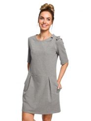 Made of emotion Sukienka w kolorze szarym rozmiar: L. Szare sukienki damskie Made Of Emotion, na co dzień, l, bez wzorów, bez kołnierzyka, bez ramiączek, midi, proste. Za 134.85 zł.