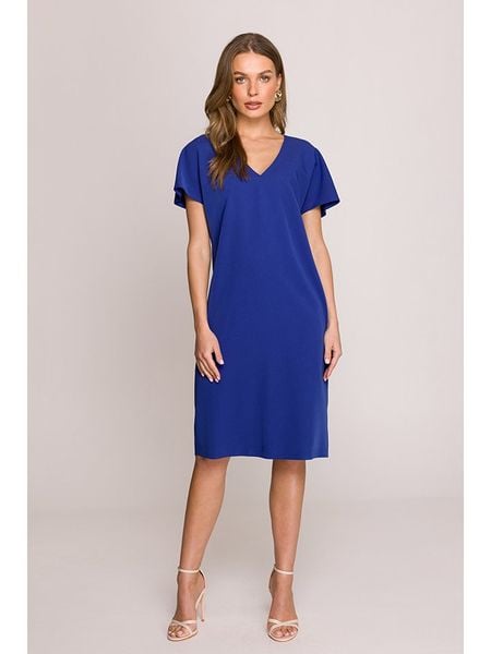 Stylove Sukienka w kolorze niebieskim rozmiar: XL. Niebieskie sukienki damskie Stylove, na co dzień, xl, bez wzorów, bez kołnierzyka, bez ramiączek, midi, proste. Za 225.05 zł.