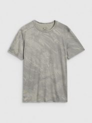 4F Koszulka treningowa regular szybkoschnąca męska - khaki S. Brązowe t-shirty sportowe męskie 4f, m, z dzianiny, bez ramiączek, na fitness i siłownię. W wyprzedaży za 119.99 zł.