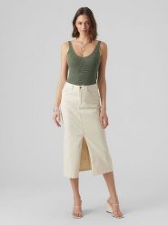 Vero Moda Top w kolorze zielonym rozmiar: M. Zielone topy damskie Vero Moda, m, bez wzorów, z materiału, bez kołnierzyka. Za 70.08 zł.