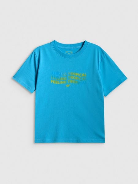 Боксі T-shirt з принтом жіночий - синій. T-shirty damskie 4f, l, bez wzorów, bez kołnierzyka. Za 799.90 zł.