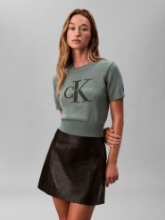 Calvin Klein Jeans Sweter - wrzosowy Kobiety Bawełna zielony, L. Fioletowe swetry klasyczne damskie Calvin Klein Jeans, l, z bawełny, bez kołnierzyka. Za 229.95 zł.