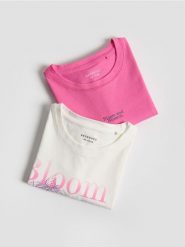 Luźny t-shirt z nadrukiem 2 pack - wielobarwny. Koszulki dziewczęce Reserved, bez wzorów, z bawełny, bez ramiączek. Za 39.99 zł.