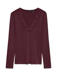 Vero Moda Koszulka w kolorze bordowym rozmiar: L. Czerwone t-shirty damskie Vero Moda, l, bez wzorów, z koronki, bez kołnierzyka. Za 79.03 zł.