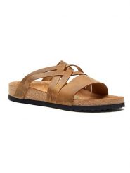 Comfortfusse Skórzane klapki w kolorze jasnobrązowym rozmiar: 35. Brązowe klapki damskie Comfortfusse, bez wzorów, ze skóry, bez obcasa. Za 252.99 zł.