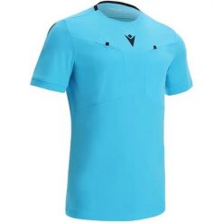 Koszulka sędziowska Macron Frisk. Niebieskie t-shirty sportowe męskie Macron, m, z materiału, bez ramiączek, na fitness i siłownię. Za 277.00 zł.
