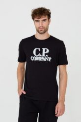 C.P. COMPANY Czarny t-shirt Short Sleeve. Czarne t-shirty męskie C.P. Company, m, bez wzorów, bez kołnierzyka. W wyprzedaży za 349.99 zł.