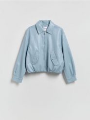 Kurtka bomberka - jasnoniebieski. Niebieskie kurtki damskie Reserved, l, bez wzorów, ze skóry, bez kaptura. Za 259.99 zł.