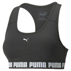 Stanik fitness PUMA Strong. Czarne biustonosze sportowe damskie Puma, bez wzorów. Za 69.99 zł.