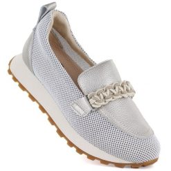 Skórzane półbuty damskie sportowe lordsy złote Cambell 19392. Żółte mokasyny damskie Cambell, w ażurowe wzory, ze skóry, sportowe, bez obcasa. Za 199.99 zł.