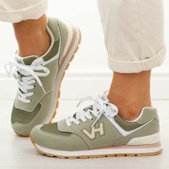 Zielone sportowe buty damskie Vanhorn 27300. Zielone buty sportowe na co dzień damskie Vanhorn, bez wzorów, z dresówki, trekkingowe. Za 169.00 zł.