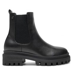 Botki Xti. Czarne botki damskie XTI, bez obcasa, na płaskiej podeszwie, bez zapięcia. Za 319.99 zł.